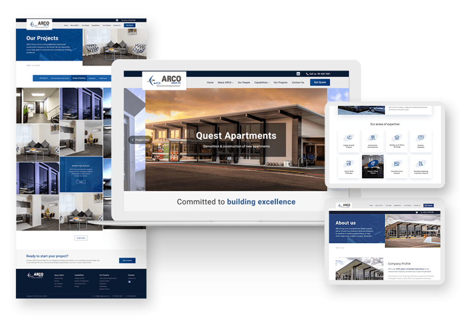 Handpowerson created the website for construction company ARCO to present their services